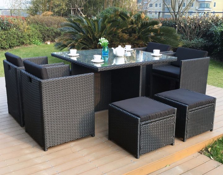 Table De Jardin 8 Place avec Salon Bas De Jardin Naxos Aluminium Gris 9 Personnes