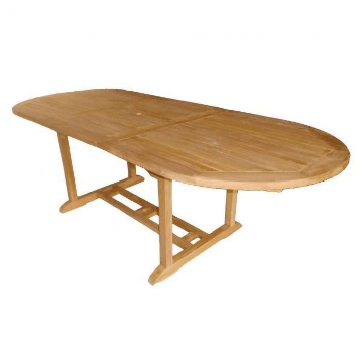 Table Ovale Extensible – Bois Teck Robuste – Pour Patio Et avec Table De Jardin En Bois Pas Cher