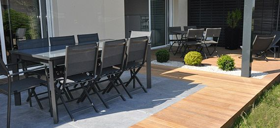 Terrasse Bois Et Carrelage | Dj Création | Terrasse Jardin avec Terrasse Mixte Bois Et Carrelage