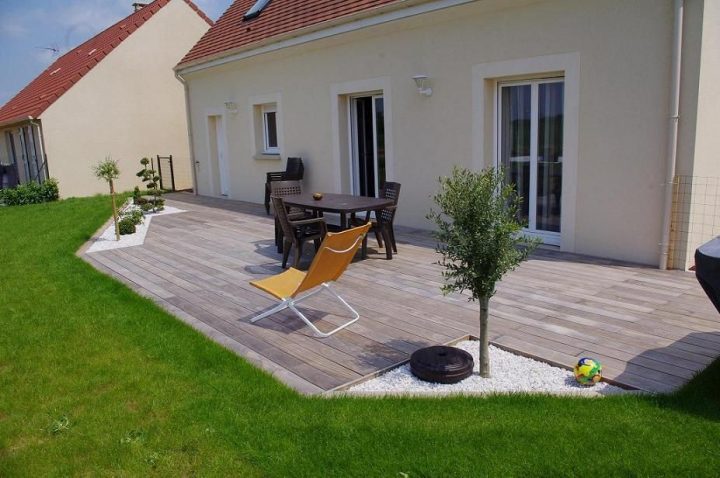 Terrasse Bois Et Gravier | Aménagement Extérieur à Décoration Extérieure Maison