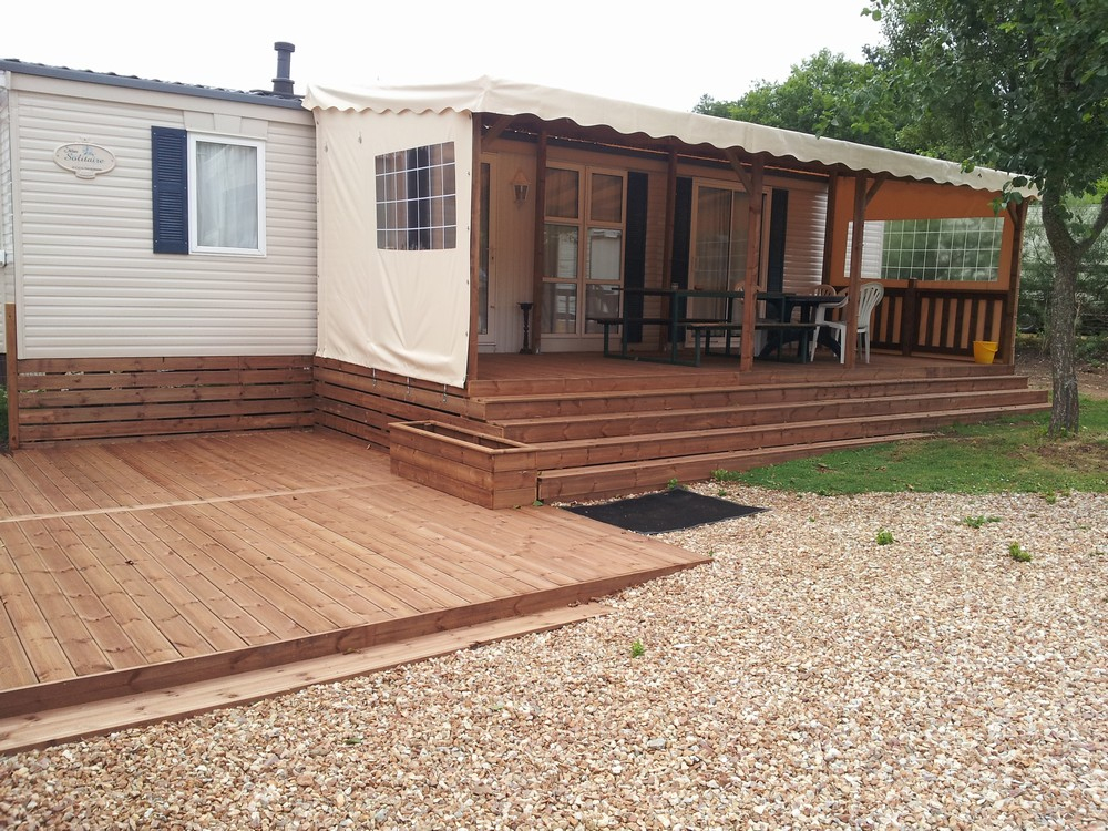 Terrasse En Bois Couverte Pour Mobil Home - Modèle Bâche avec Modele De Terrasse