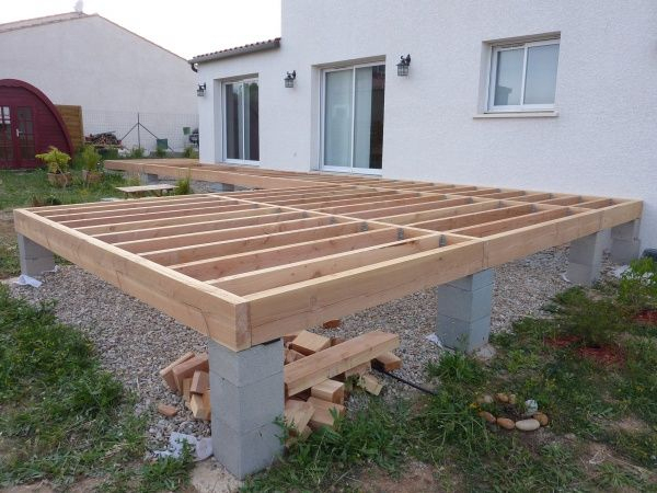 Terrasse Robinier Sur Poutres Douglas – 45 Messages pour Plot Beton Terrasse Bois Castorama