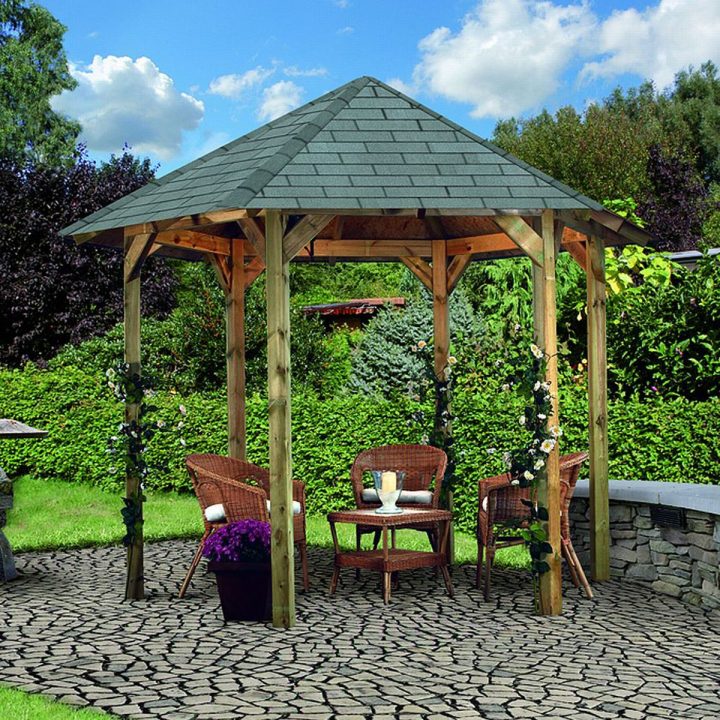 Tonnelle Bois 10.57 M2 Madrid (90X90Mm) L275Xp243Xh291Cm à Tonnelle De Jardin En Bois