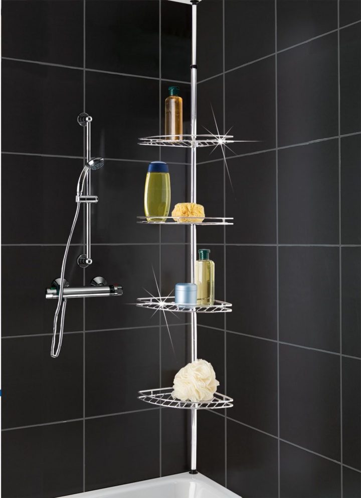 Wenko 8145500 Étagère D'angle En Inox Pour Douche 275 X 20 serapportantà Etagere Douche Angle