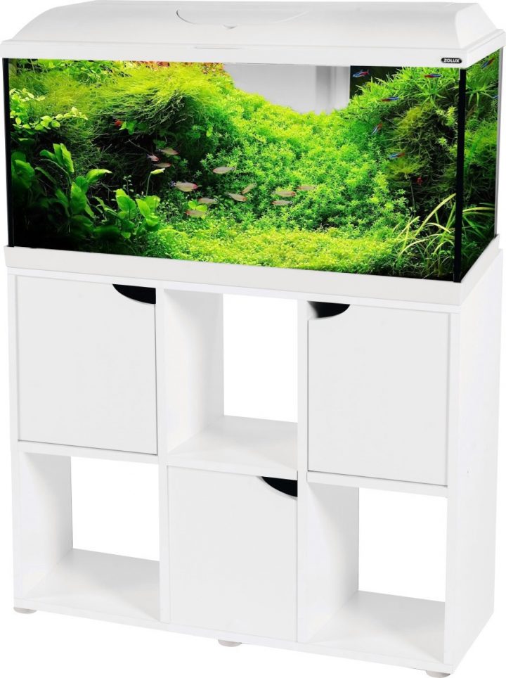 Zolux Iseo 100 Led Blanc Aquarium Équipé 106L, Longueur 101 Cm, Avec Ou  Sans Meuble encequiconcerne Aquarium Meuble Pas Cher