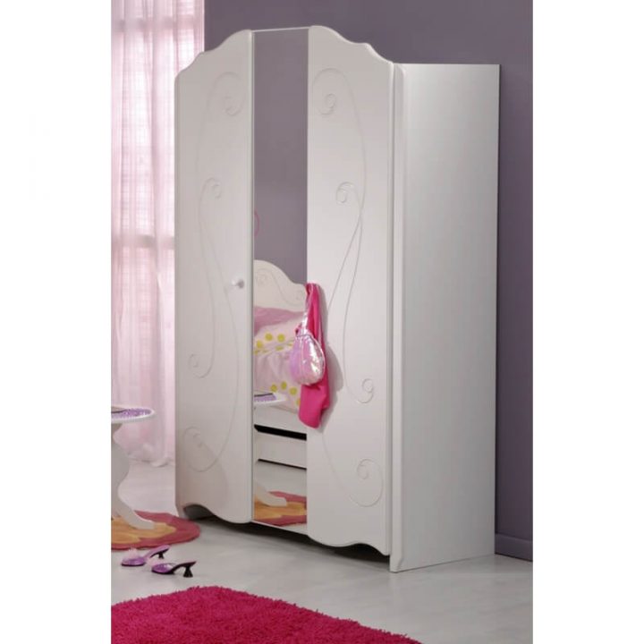 Armoire Enfant 2 Portes Contemporaine Blanc Megève Malicia avec Bureau Malicia