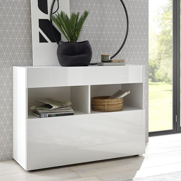 Buffet Design Blanc, Buffet Laque Blanc | Kasalinea pour Meuble D Entrée Blanc Laqué