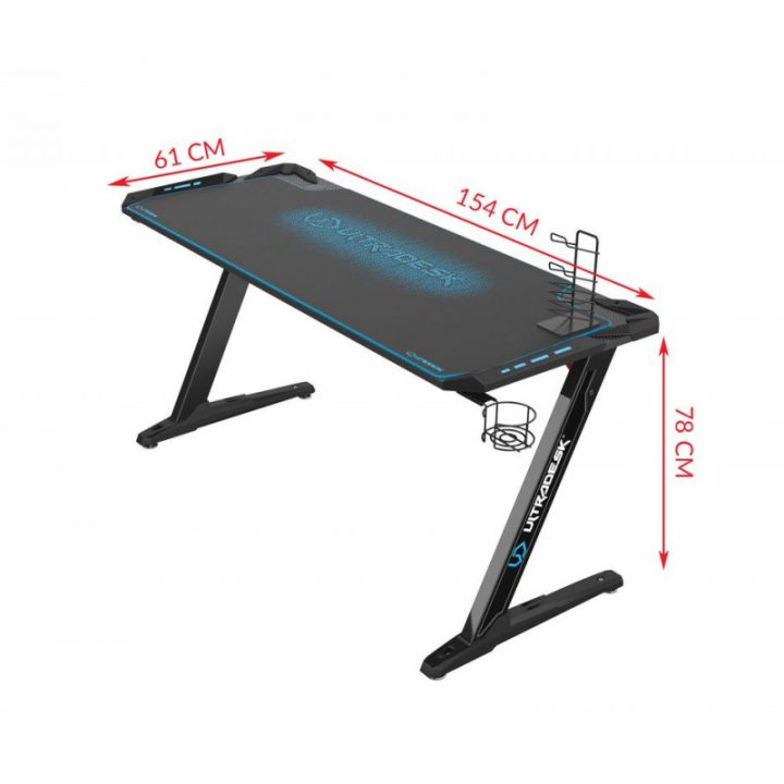 Bureau Gamer Ultradesk Space Xxl (Led) Bleu | Fauteuilgamer dedans Bureau Gamer Rgb