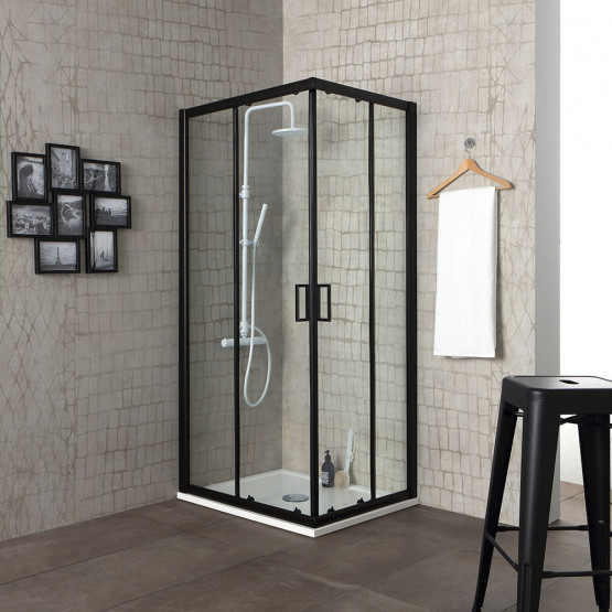 Cabine De Douche Design 70X70 Cadre Noir Opaque | Kv Store pour Cabine De Douche 70X70