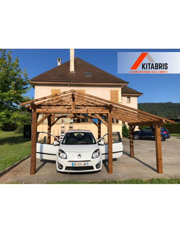 Carport En Bois Pas Cher En Kit – Kitabris.fr destiné Carport Monopente Adossable