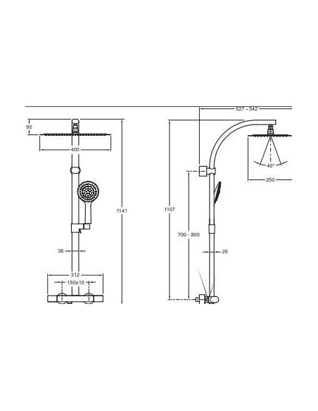 Colonne De Douche Avec Mitigeur Thermostatique Et Douche encequiconcerne E20642-Cp