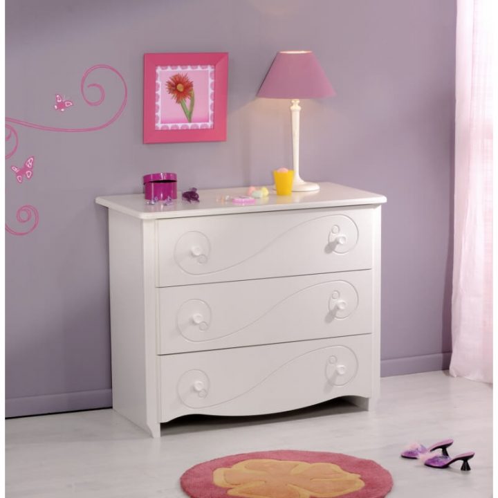 Commode Enfant Contemporaine 3 Tiroirs Blanc Megève destiné Bureau Malicia