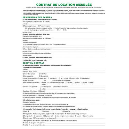 Contrat De Location Pour Locaux Meublés Réf 49E – Manutan.fr destiné Contrat Type Location Meublée