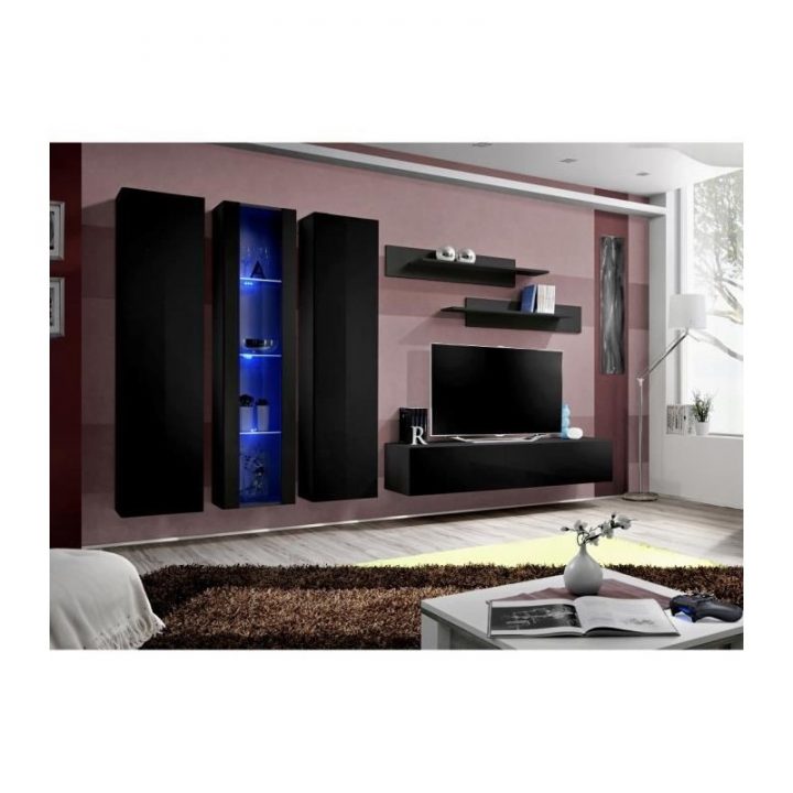 Ensemble Complet Meuble Tv Fly C4 Design, Coloris Noir serapportantà Meubles Tv Fly