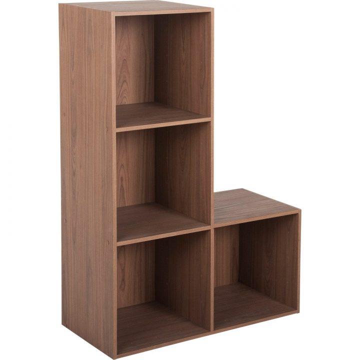 Etagère 4 Cases Multikaz, Effet Noyer H.103.2 X L.69.2 X P intérieur Meuble Cube Pas Cher