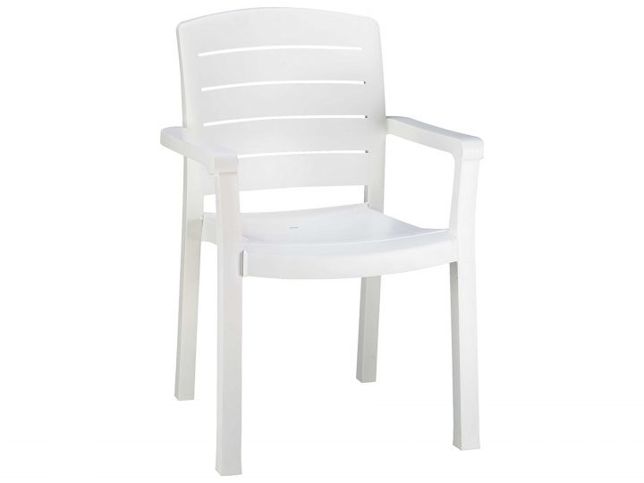 Grosfillex Acadia Resin White Stacking Dining Arm Chair concernant Grosfillex