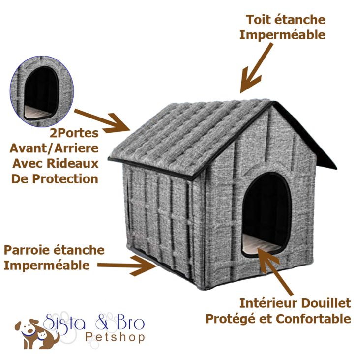 Maison Cabane Niche Pour Chat Exterieur / Interieur concernant Niche Chat Extérieur