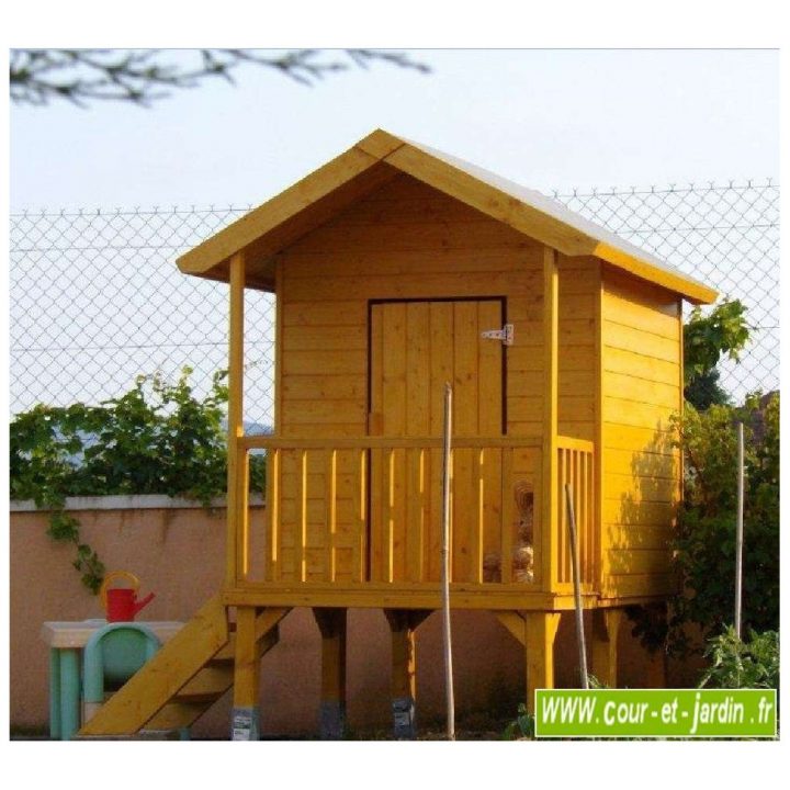 Maisonnette En Bois Sur Pilotis, Cabane De Jardin Enfants destiné Cabane En Bois Enfant