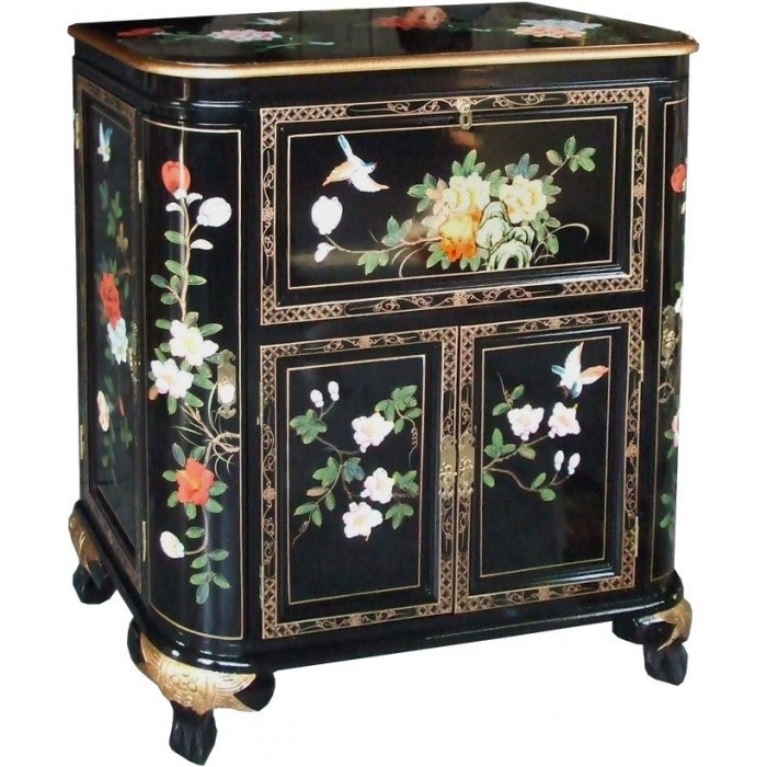 Meuble Bar Chinois Ancien Noir Laqué | Meubles Chinois Laqués pour Meubles Asiatiques