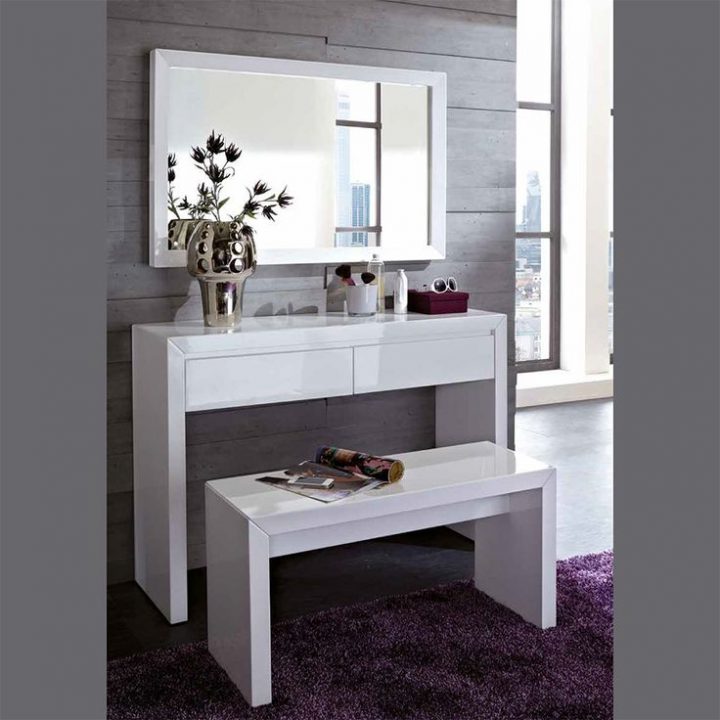 Meuble Commode D'Entrée Coiffeuse Blanc Laqué Design destiné Coiffeuse Meuble Fly