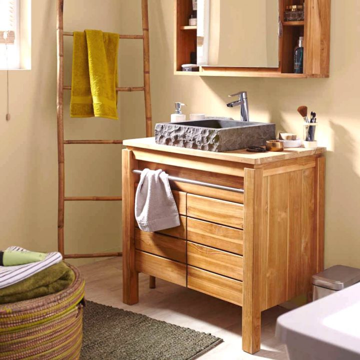 Meuble De Salle De Bain Bois Exotique encequiconcerne Meuble Sdb Bois