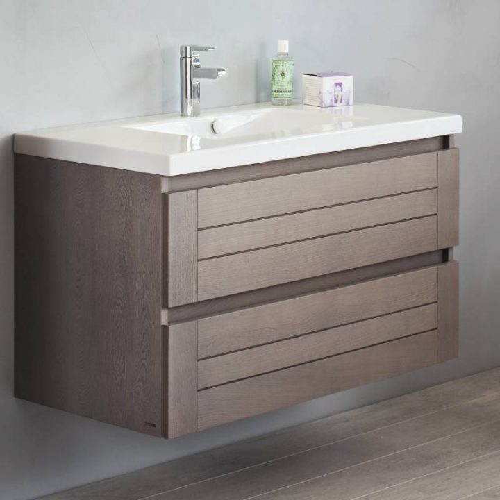 Meuble Salle De Bain Avec Vasque Céramique Blanche à Meuble Sdb Bois