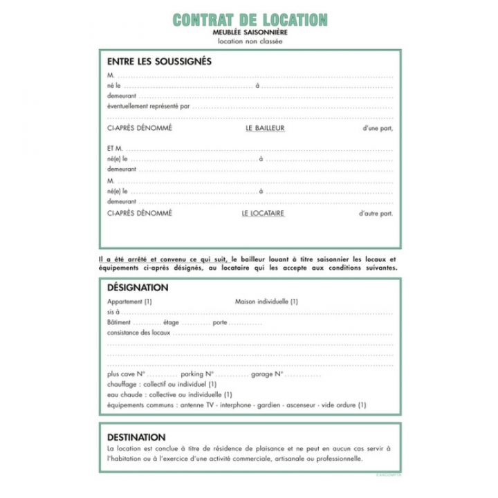 Model Bail Meublé Saisonnier Gratuit – Table De Lit dedans Contrat Type Location Meublée