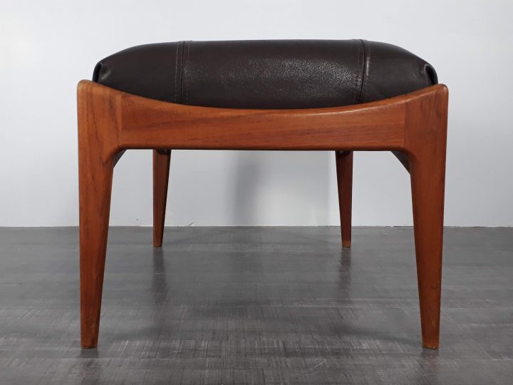 Ottomane Vintage Scandinave En Cuir Et Teck – 1960 intérieur Ottomane Meuble