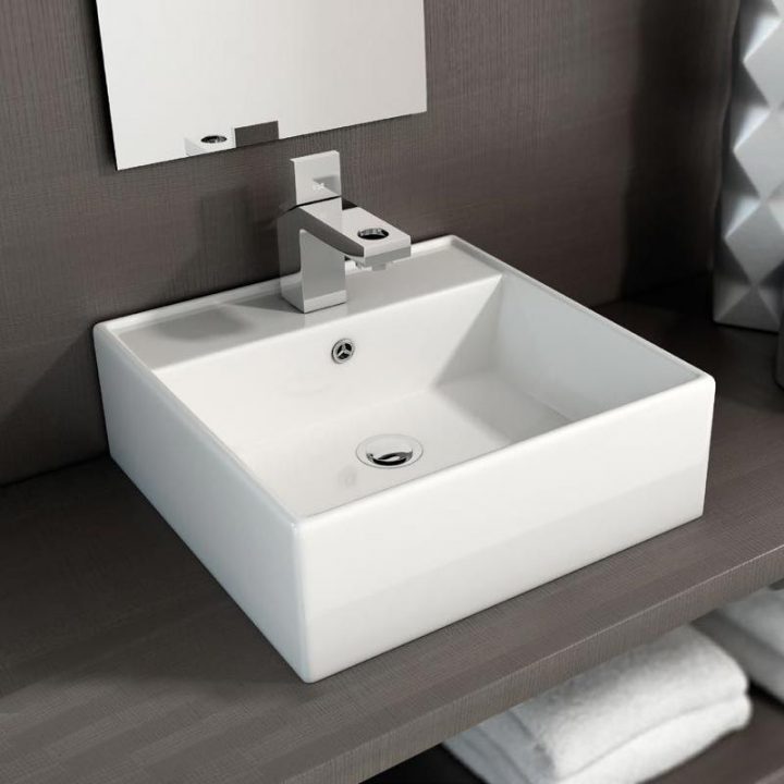 Pack Meuble Terra Blanc 120 Cm + Vasque + Robinet + Miroir dedans Meuble Salle De Bain Pour Vasque À Poser