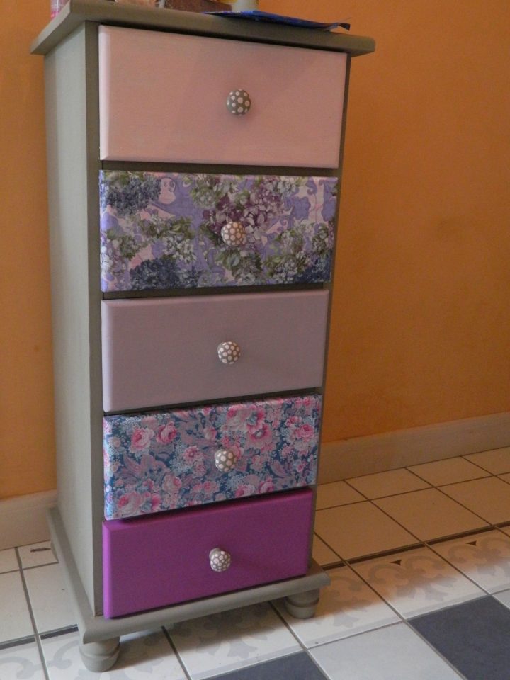 Painted And Decoupaged (Using Decopatch Papers) Drawers tout Papier À Coller Sur Meuble