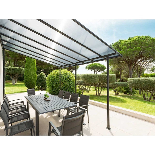 Pergola Adossée Bélize 3 X 4 M Noir Noir Hesperide | La encequiconcerne Pergola Adossée