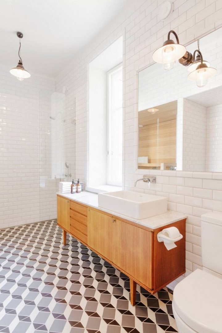 Salle De Bain Rétro – Carrelage, Meubles Et Déco En 55 Photos! intérieur Meuble Salle De Bain Retro Chic