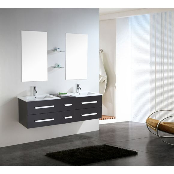 Simba – Meuble Salle De Bain Double Vasque Luxe Lavabo 150 à Double Vasque 150 Cm