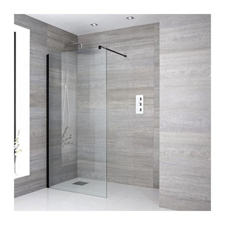 Super Paroi De Douche Italienne Avec Profilé Noir De 120 intérieur Douche À L&#039;Italienne Pour Personnes Agée