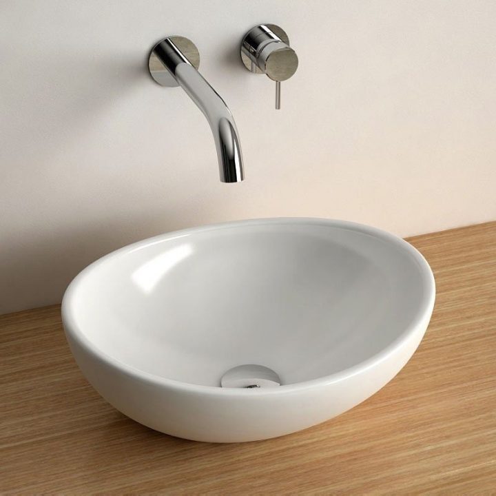 Vasque À Poser Ovale 40X33 Cm Céramique, Aoki encequiconcerne Meuble Salle De Bain Pour Vasque À Poser