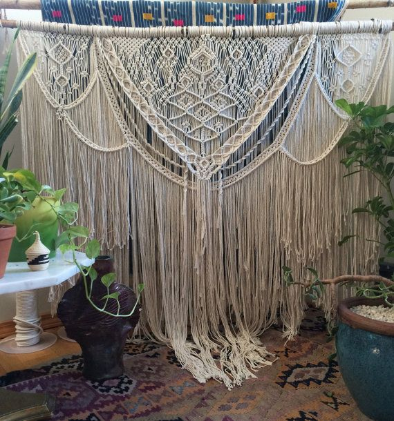 48" Extra Large Macrame Wall Hanging, Bohemian Decor, Boho destiné Rideau Macramé Diy