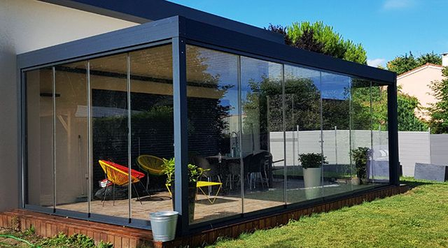 Accessoire Pergola Bioclimatique : Rideau De Verre intérieur Veranda Rideau Pergola