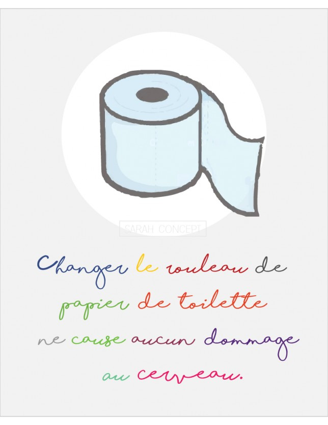 Affiche Digitale Changer Le Rouleau De Papier – Sarah Concept dedans Affiche Pour Toilette