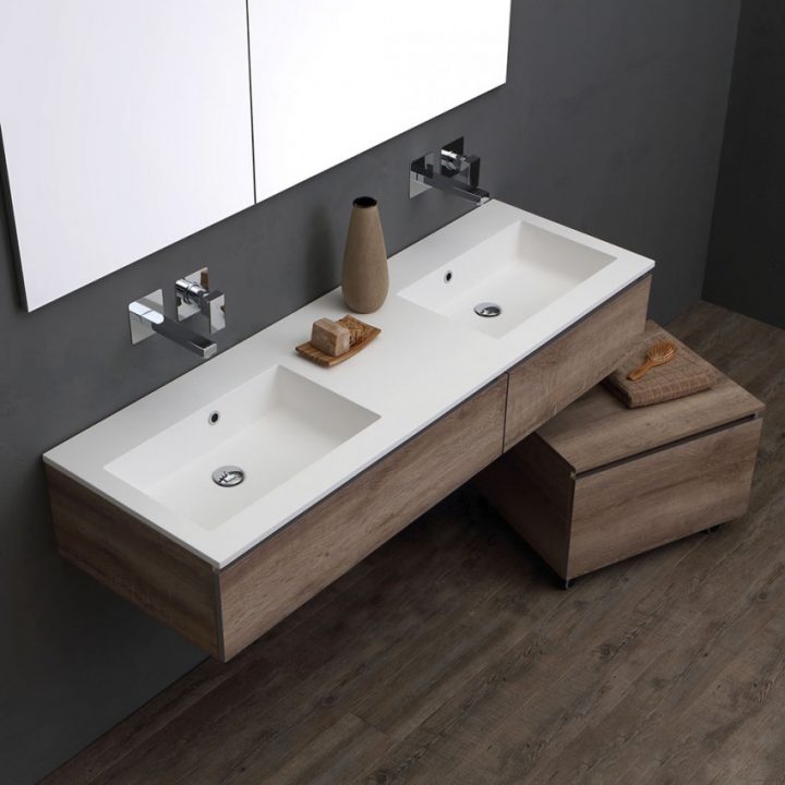 Armoire De Toilette 150 Cm Double Lavabo Pour Robinet dedans La Toilette Au Lavabo