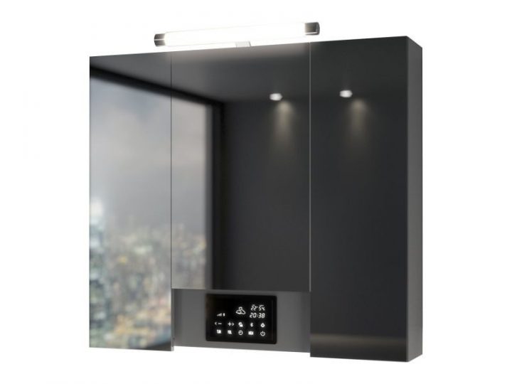 Armoire De Toilette Avec Led Opty – 3 Portes – 80 X 77,5 intérieur Eclairage Pour Armoire De Toilette