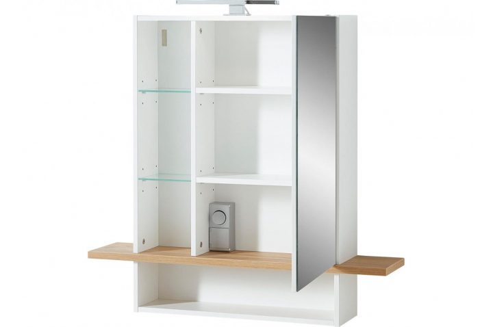 Armoire De Toilette Blanche Et Chêne Pour Salle De Bain serapportantà Eclairage Pour Armoire De Toilette