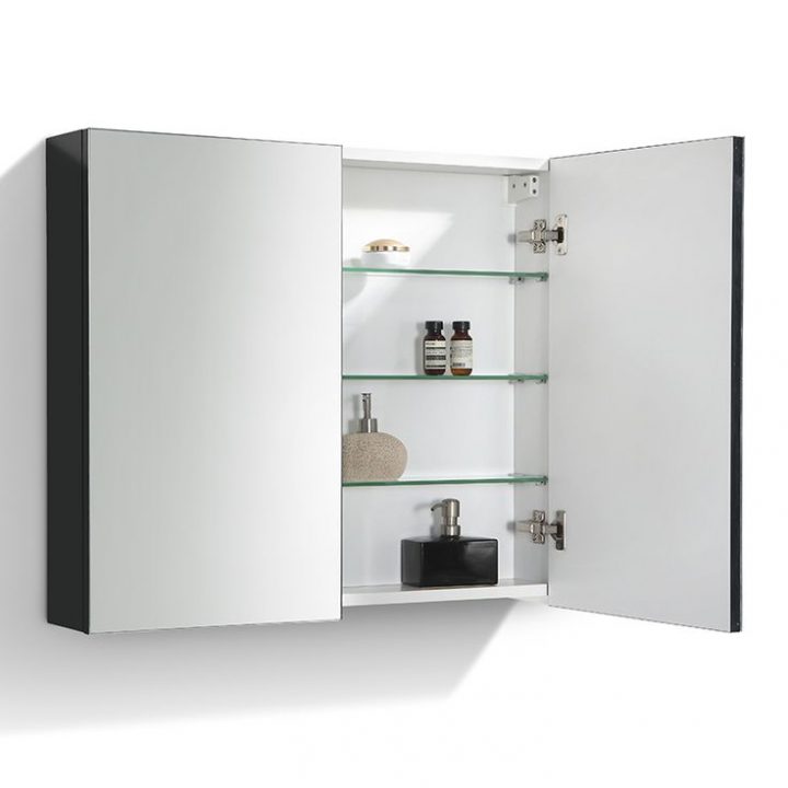 Armoire De Toilette Bloc-Miroir Siena Largeur 80 Cm, Noir dedans Largeur Toilette