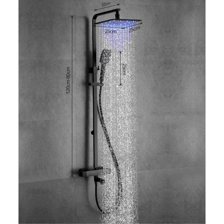 Atlas, Colonne De Douche Led Thermostatique – Salledebains à Colonne De Douche Lumineuse A Led