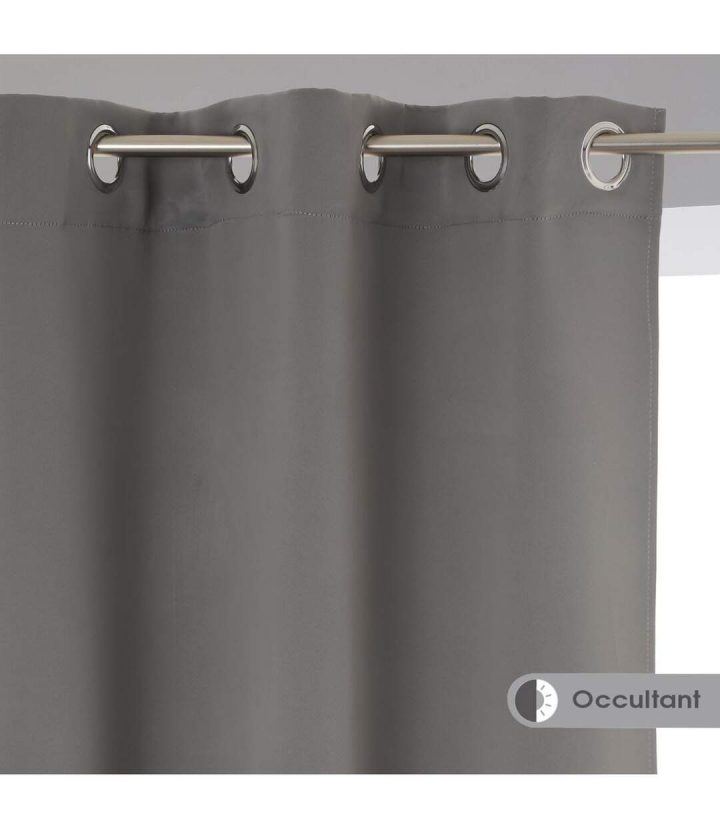 Atmosphera – Lot De 2 Rideaux Occultants Gris 135X240 tout Rideaux Courts Occultants