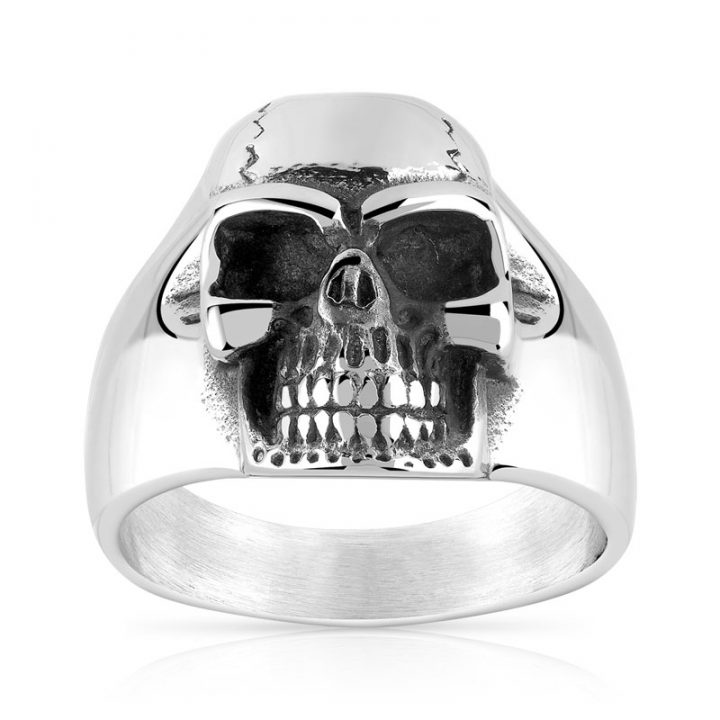 Bague Acier Tête De Mort – Homme – Bague | Maty avec Rideau Tete De Mort