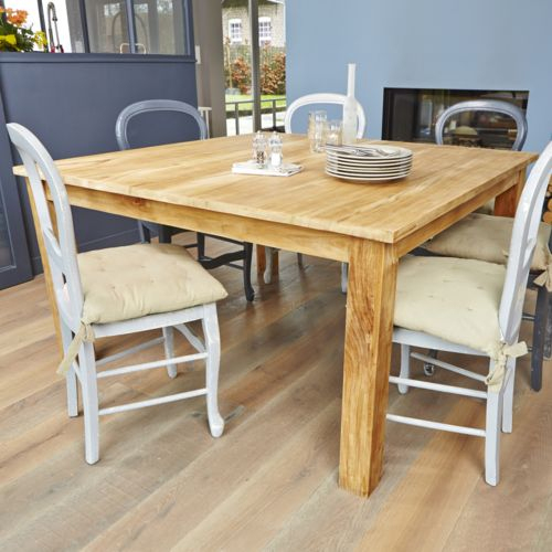 Bois Dessus Bois Dessous – Table Carrée En Teck Brut encequiconcerne Table Salle A Manger Bois Brut