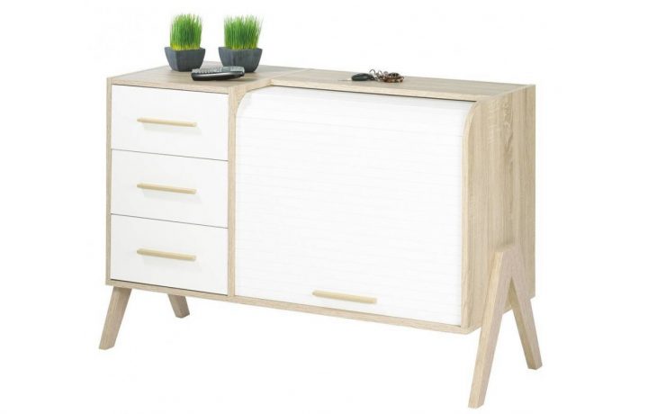 Buffet Style Scandinave 3 Tiroirs Et 1 Rideau Déroulant pour Rideau Style Scandinave