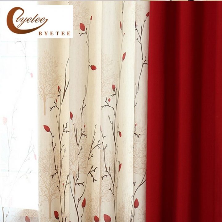 {Byetee} Rideau En Lin Faux Coton Moderne Rustique Rouge concernant Tissus Lin Pour Rideaux