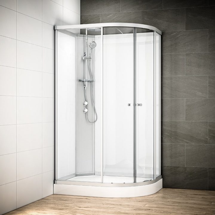 Cabine De Douche 90 Cm D'Angle Silver 90 Blanc Asymétrique serapportantà Cabine De Douche 90X70