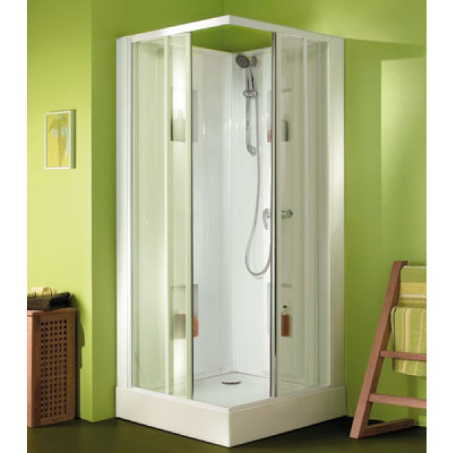 Cabine De Douche 90 X 90 Cm – Accès D'Angle Par Portes intérieur Cabine De Douche D Angle 90X90